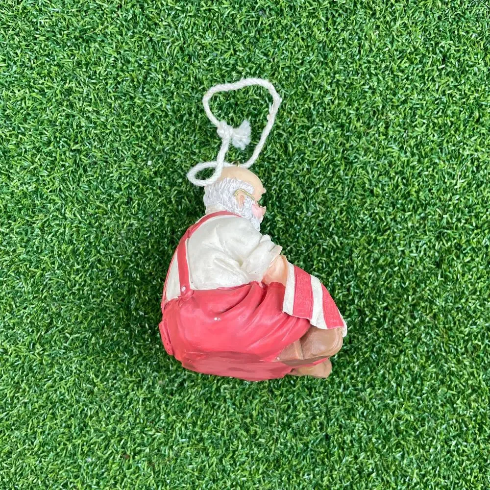 Vintage Santa Claus Sewing American Flag Patriotic Holiday Christmas Ornament